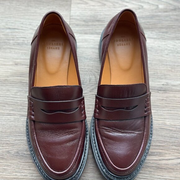 Sezane Albane Loafers - Glossy Burgundy - near new - Picture 3 of 5